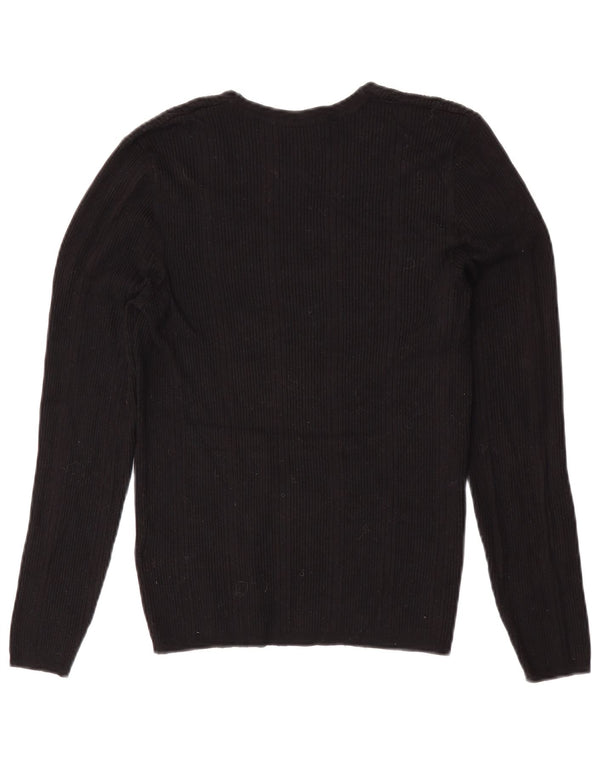 Marks & Spencer Womens V-Neck Jumper Sweater UK 12 Medium Black Viscose