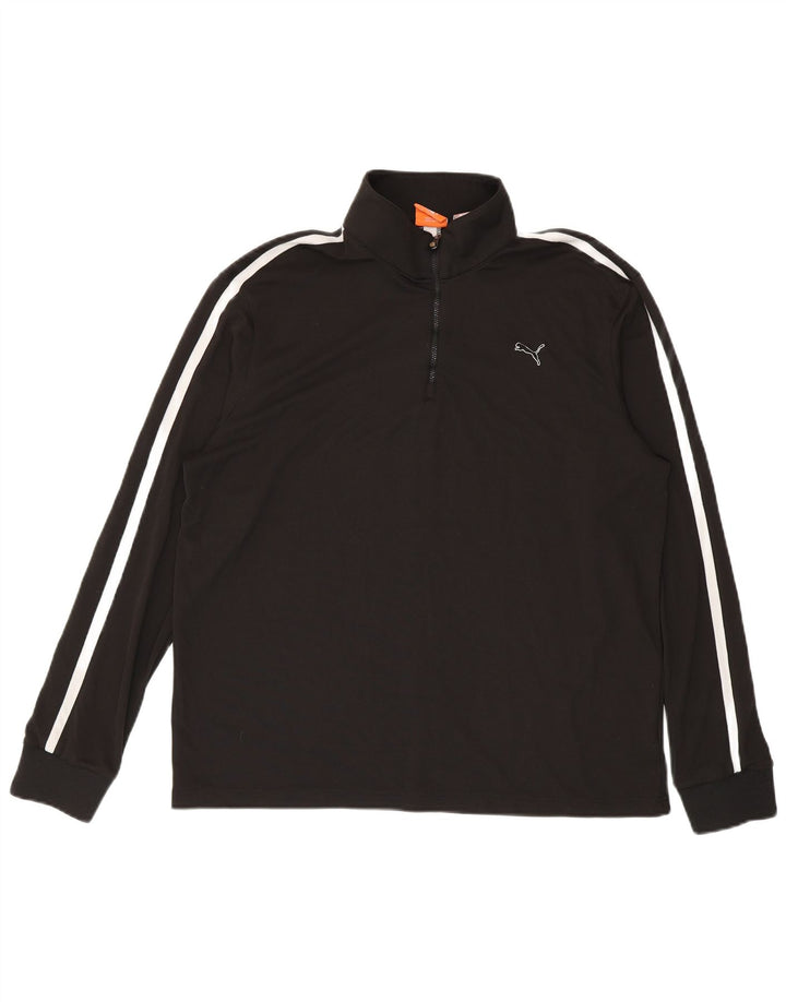 Puma Herre Zip Neck Pullover Træningsdragt Top Stor Sort Polyester