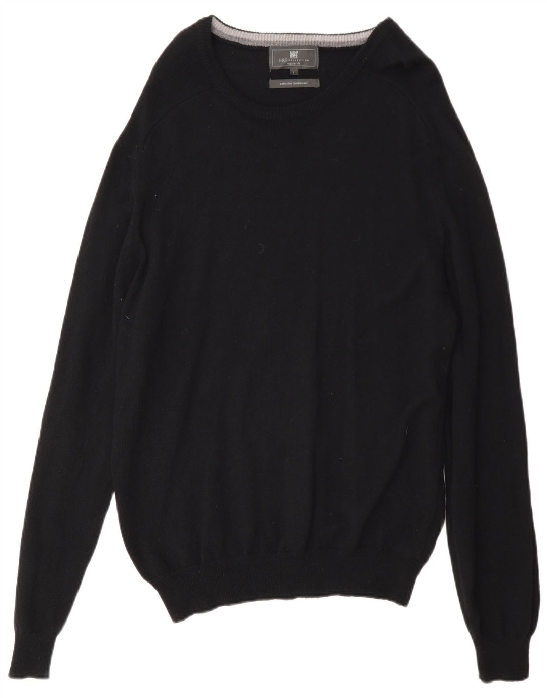 Marks & Spencer Herre Regular Fit Jumper Sweater med rund hals Stor sort uld