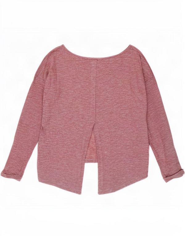 Benetton Dame Top Langærmet UK 16 Large Pink Nålestribe