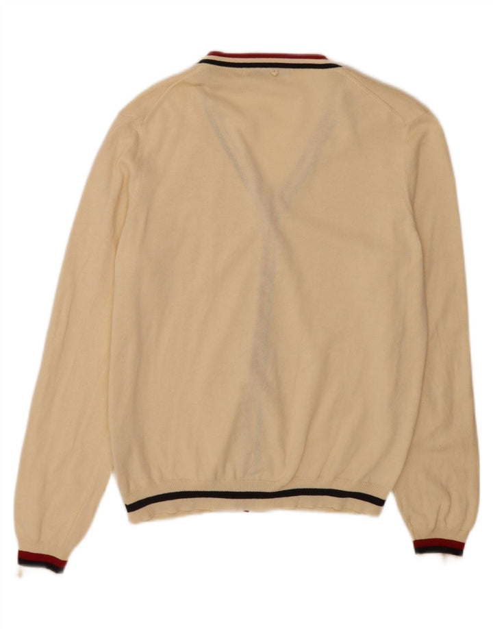 Zara Herre Cardigan Sweater XL Beige Stribet Akryl