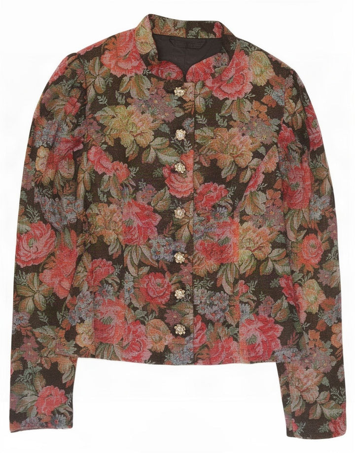 Vintage Dame 7 knapper Blazer Jacket UK 12 Medium Multicolored Floral