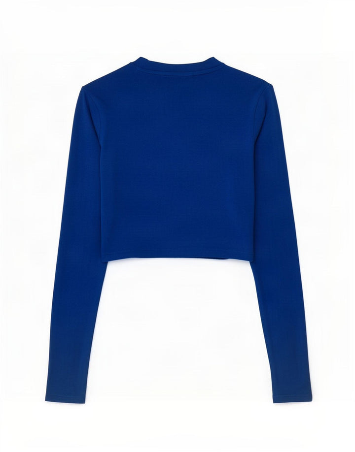 Zara Dame Crop Top Langærmet UK 8 Lille Blå