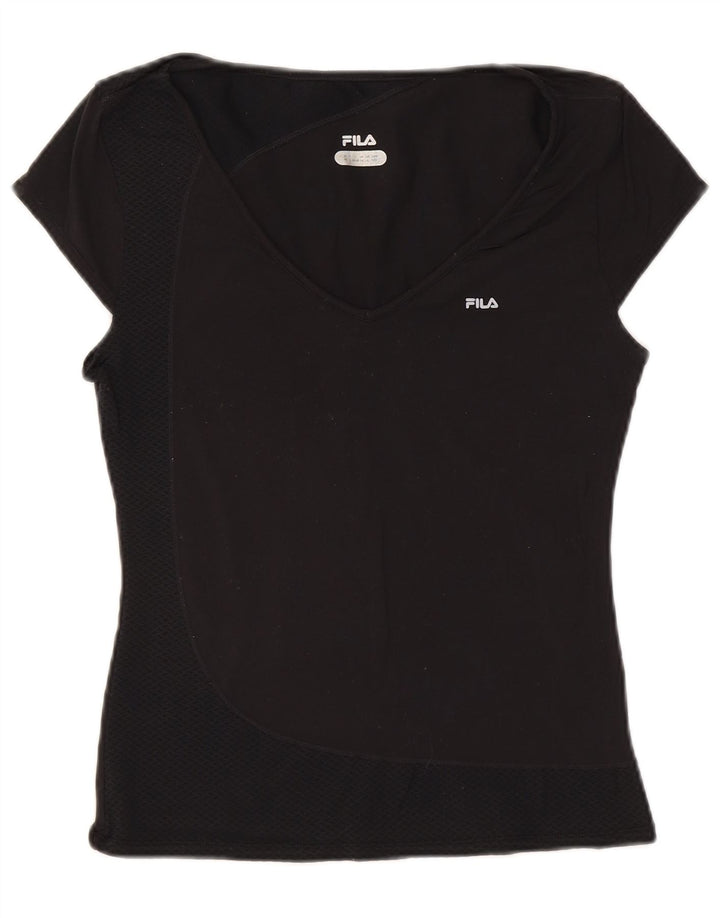 FILA Womens T-Shirt Top UK 14 Large Black Nylon