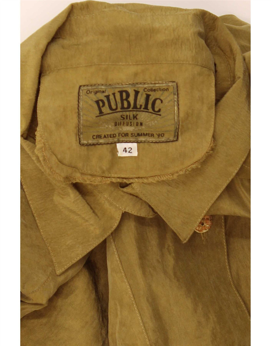 Offentlig Dame Oversized Shirt Bluse EU 42 Large Khaki Silk