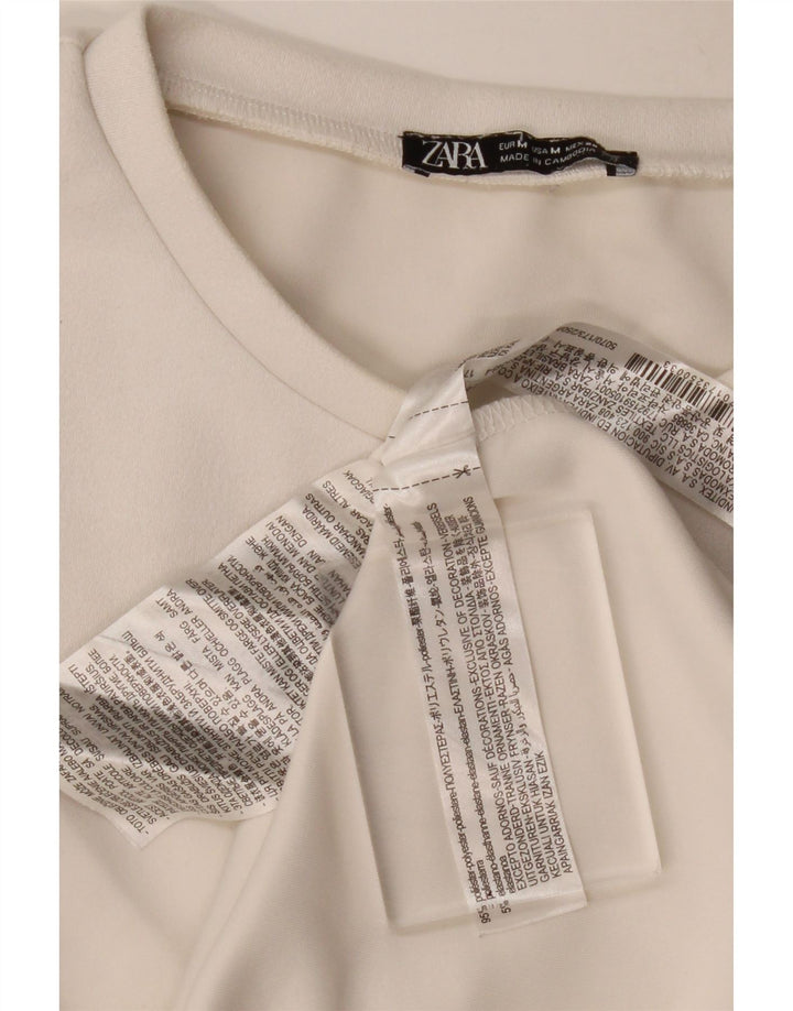 Zara Womens Geometrisk T-Shirt Kjole UK 12 Medium White Polyester