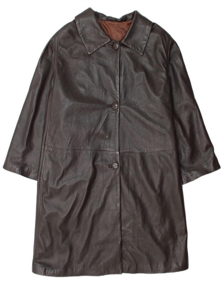 Conbipel Dame Oversized Læderfrakke IT 48 XL Brun Læder