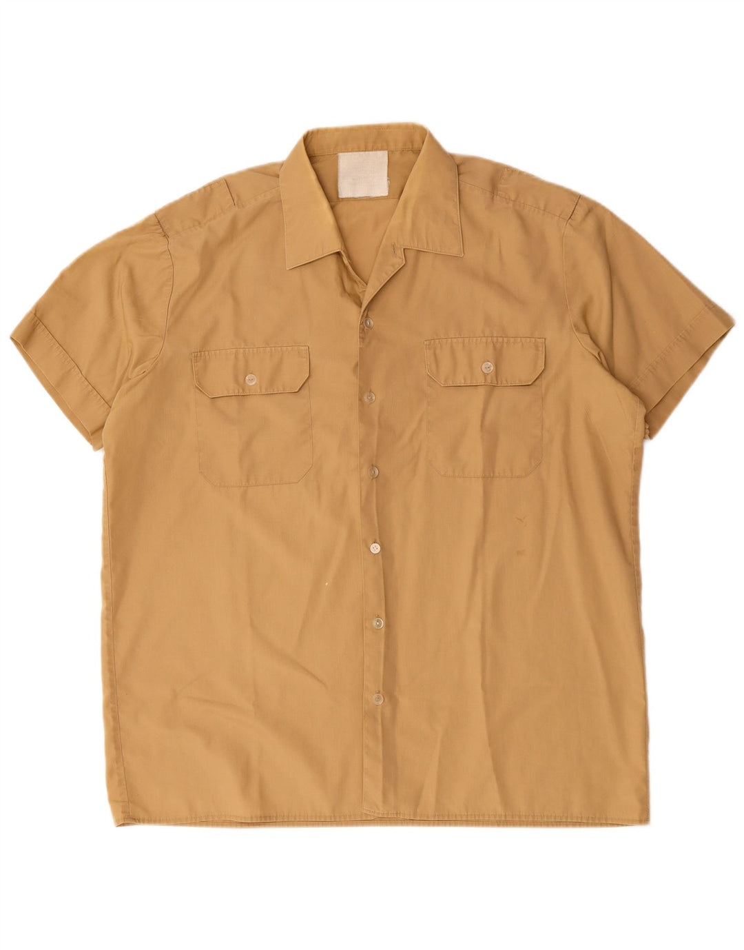 Vintage kortærmet herreskjorte stor beige