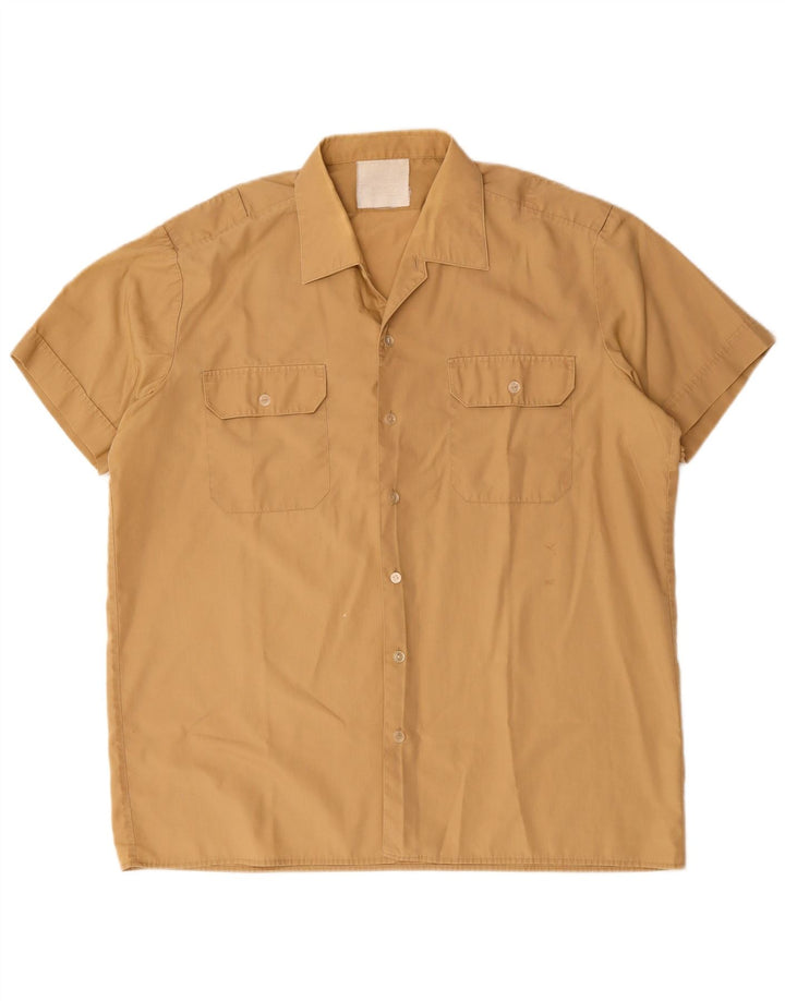 Vintage kortærmet herreskjorte stor beige