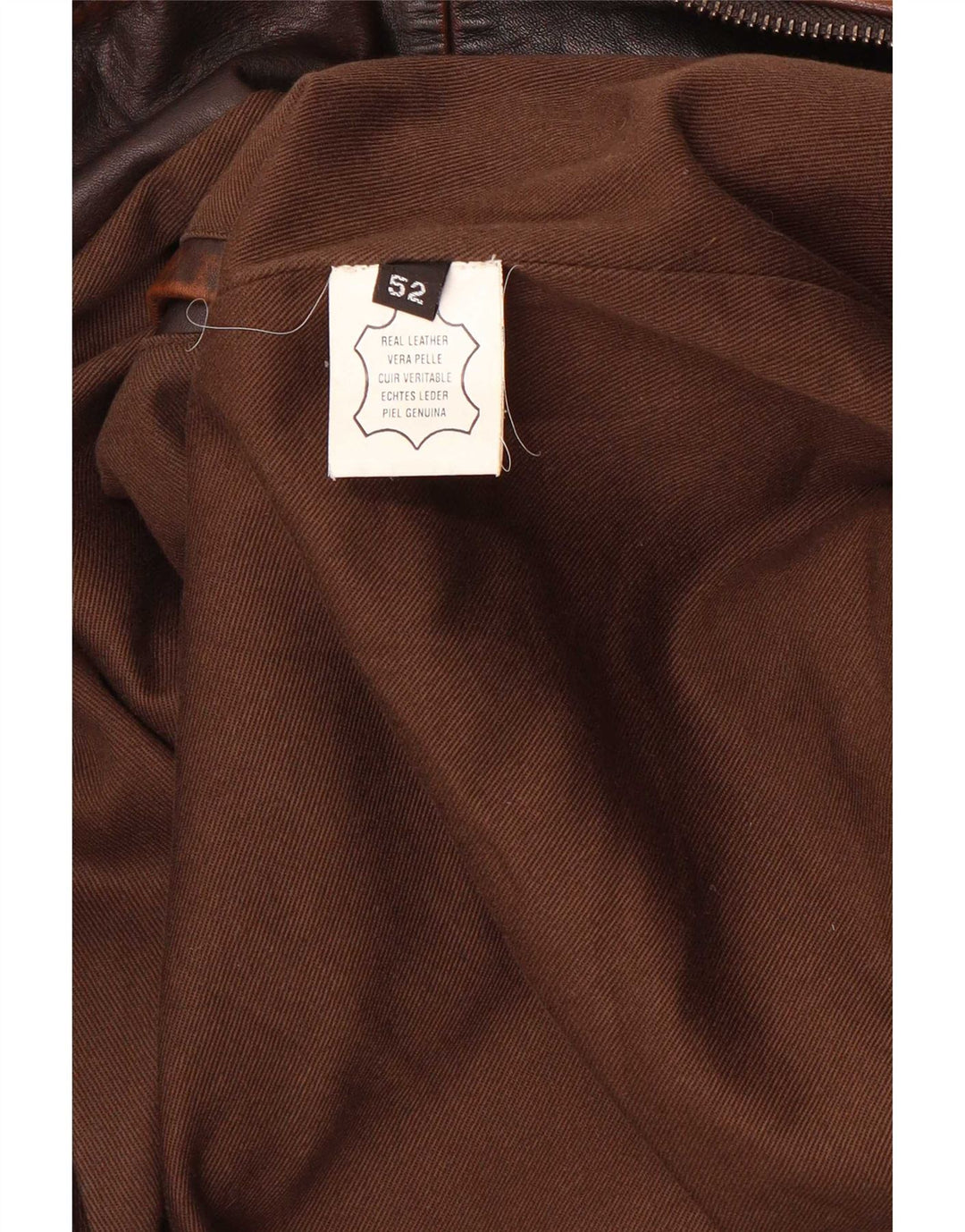 Vintage Herre Bomber Læderjakke IT 52 Stor Brun