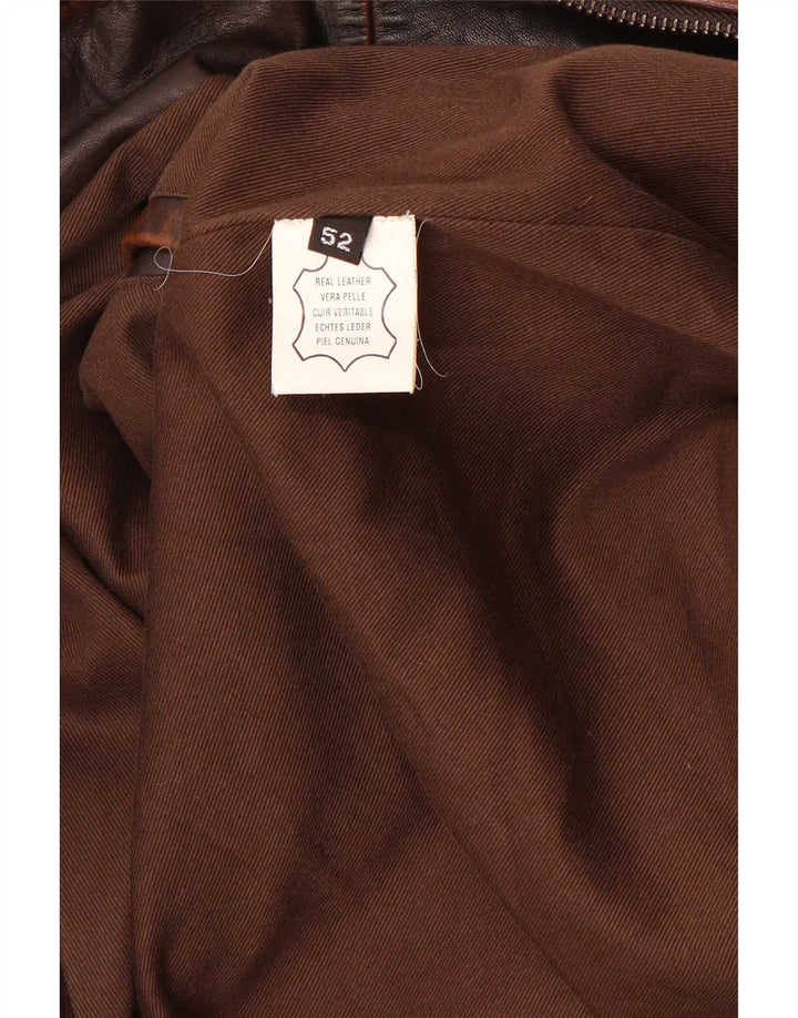 Vintage Herre Bomber Læderjakke IT 52 Stor Brun