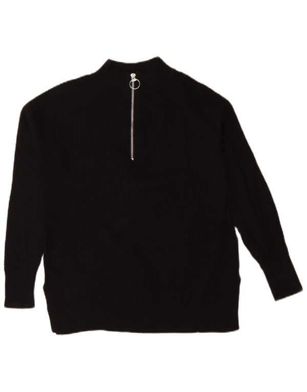Marks & Spencer Dame Oversized Zip Neck Jumper Sweater UK 6 XS Sort