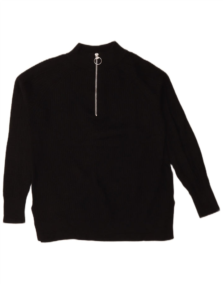 Marks & Spencer Dame Oversized Zip Neck Jumper Sweater UK 6 XS Sort