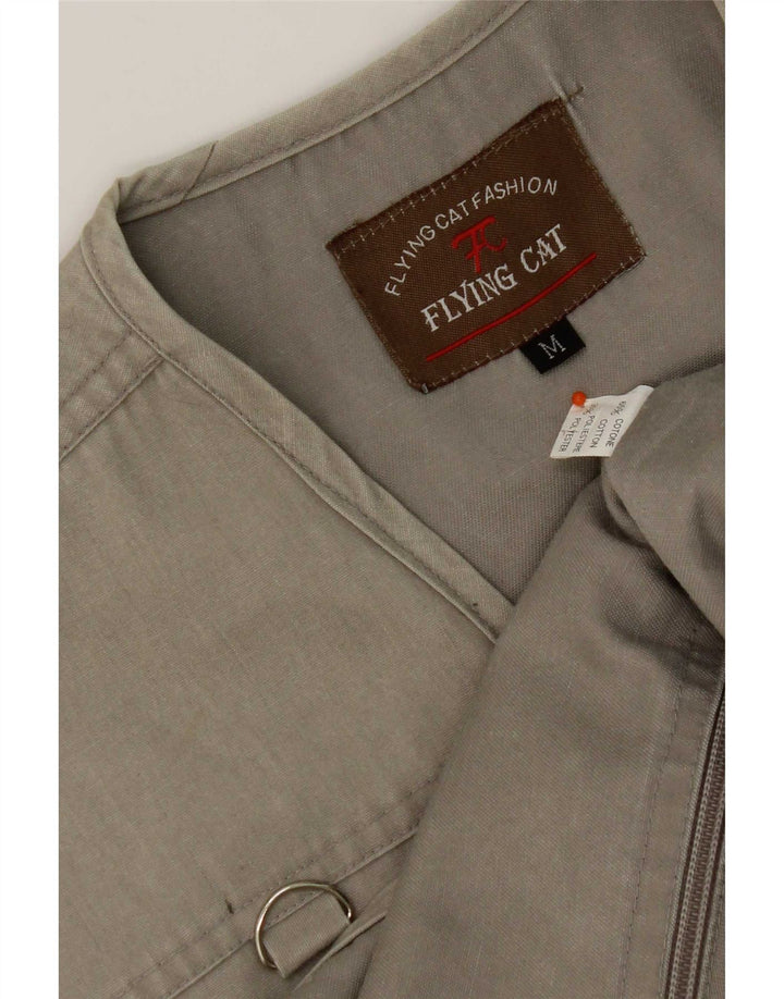 Vintage Herre Utility Gilet UK 38 Medium Grey Cotton