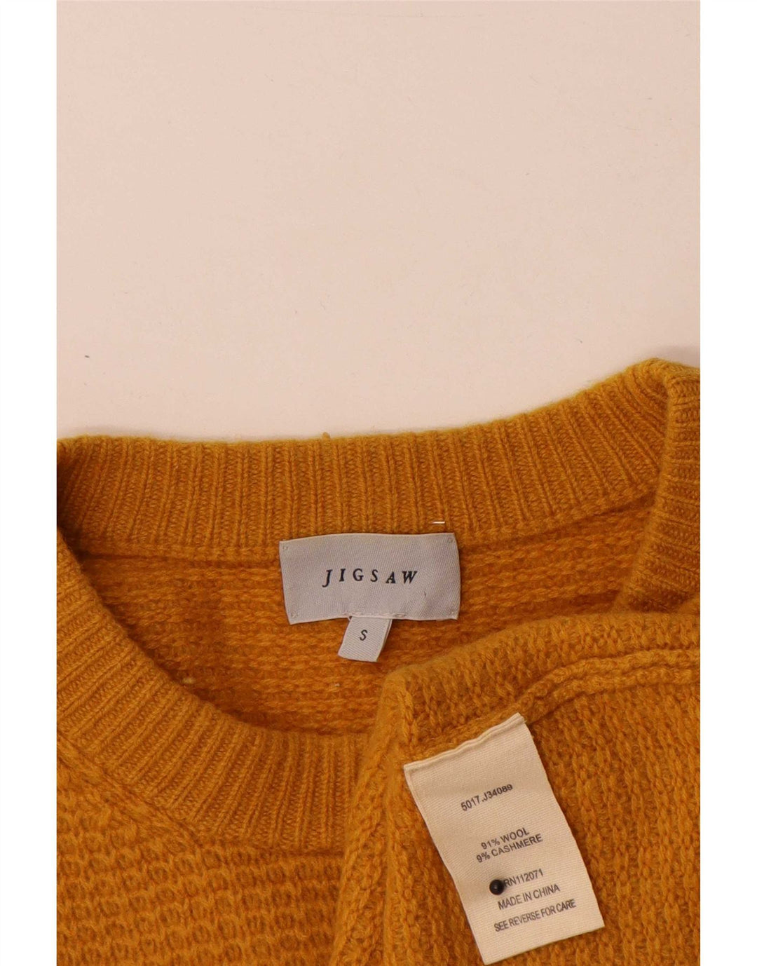 Jigsaw Herre Crew Neck Jumper Sweater Small Orange Uld