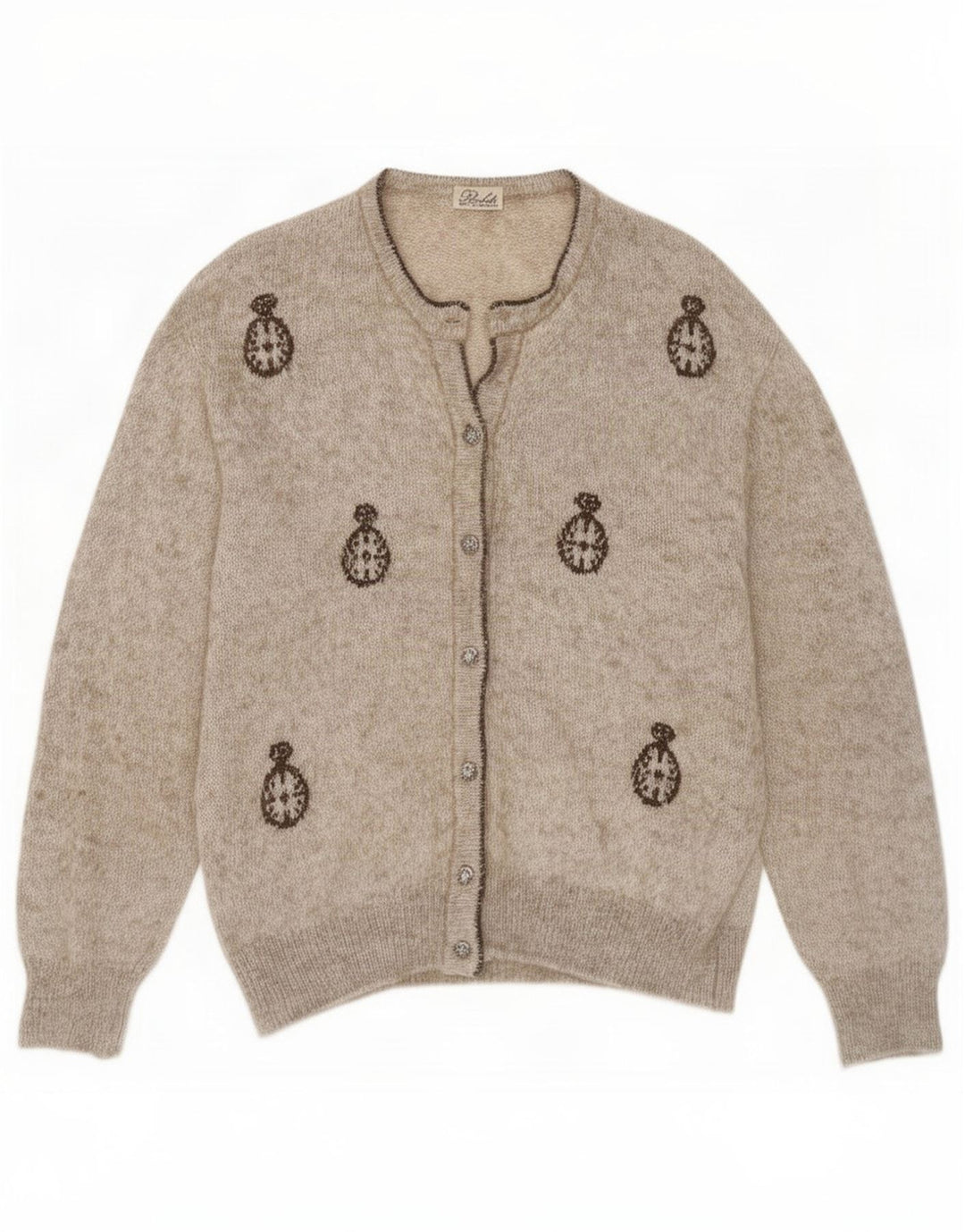 Berluti Dame Grafisk Cardigan Sweater IT 44 Large Beige