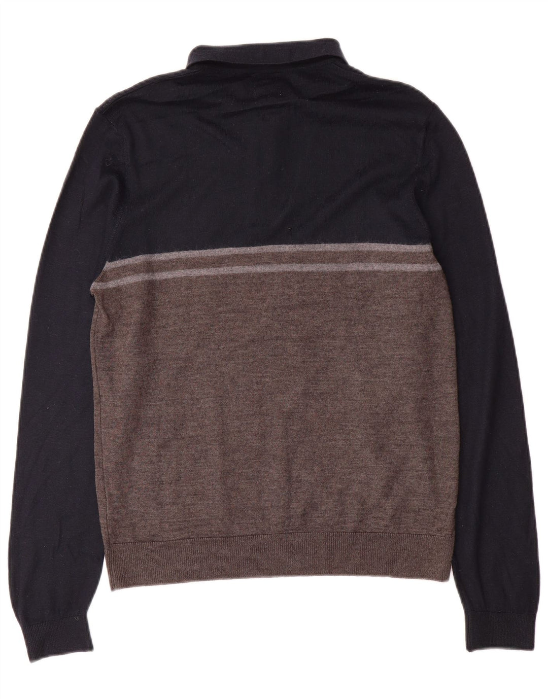 Zara Herre Polo Neck Jumper Sweater Medium Navy Blue Colourblock Akryl