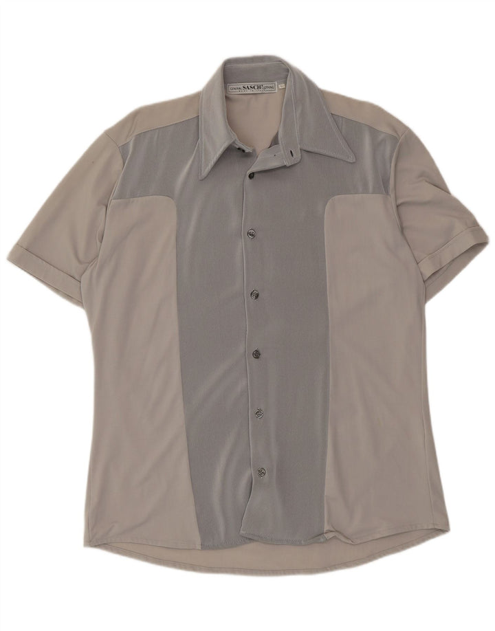 Sasch Kortærmet Herreskjorte Stor Grå Colourblock Polyester