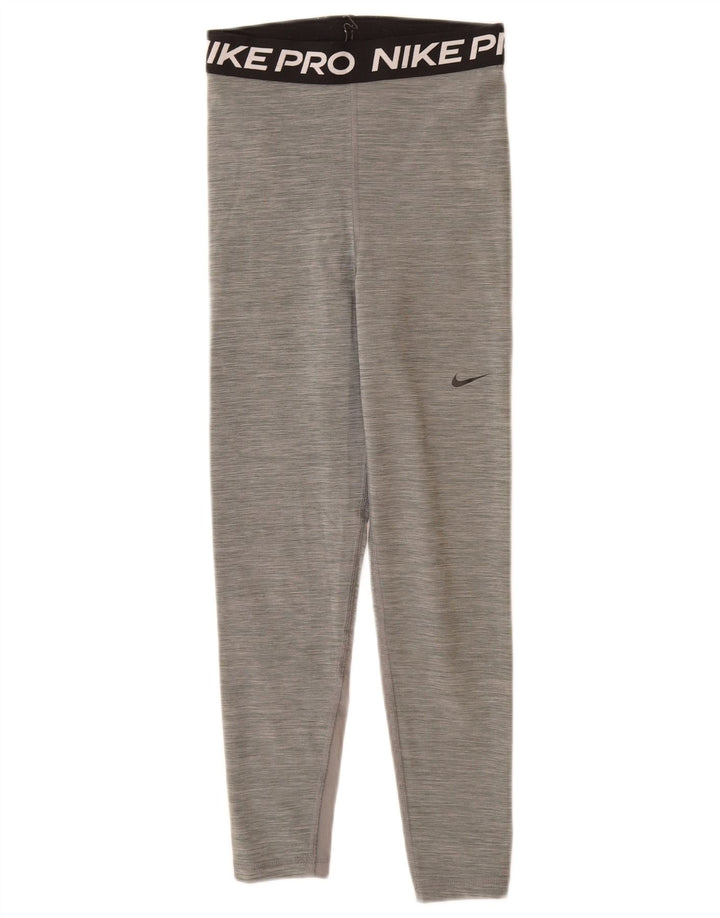 Nike Dame Dri Fit Grafiske Leggings UK 6 XS Grå Polyester