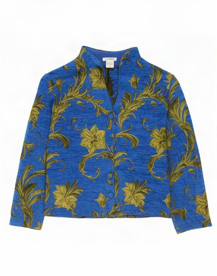 Naracamicie Dame 5 Button Blazer Jacket UK 16 Large Blue Floral Acryl