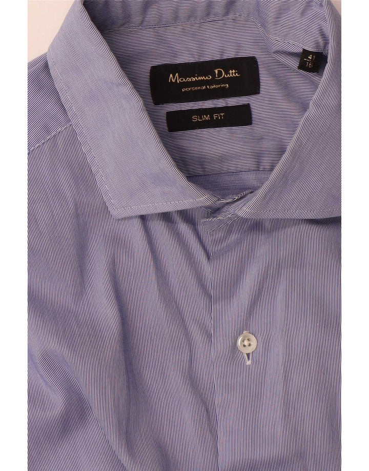 Massimo Dutti Herre Slim Fit Skjorte Str. 41 16 Stor Blå Nålestribe