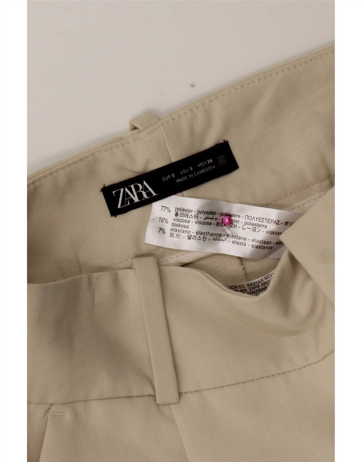 Zara koniske jakkesætsbukser til kvinder Small W26 L27 Off White polyester