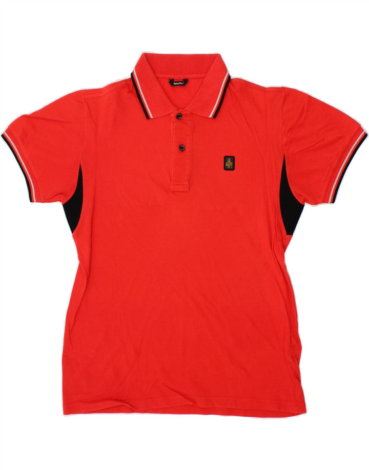 REFRIGIWEAR Mens Polo Shirt Small Red Colourblock Cotton Vintage Refrigiwear and Second-Hand Refrigiwear from Messina Hembry 