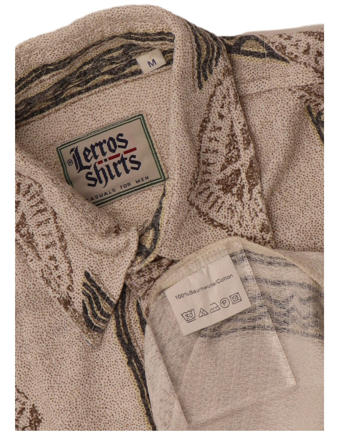 Lerros Kortærmet Herreskjorte Medium Beige Geometrisk Bomuld