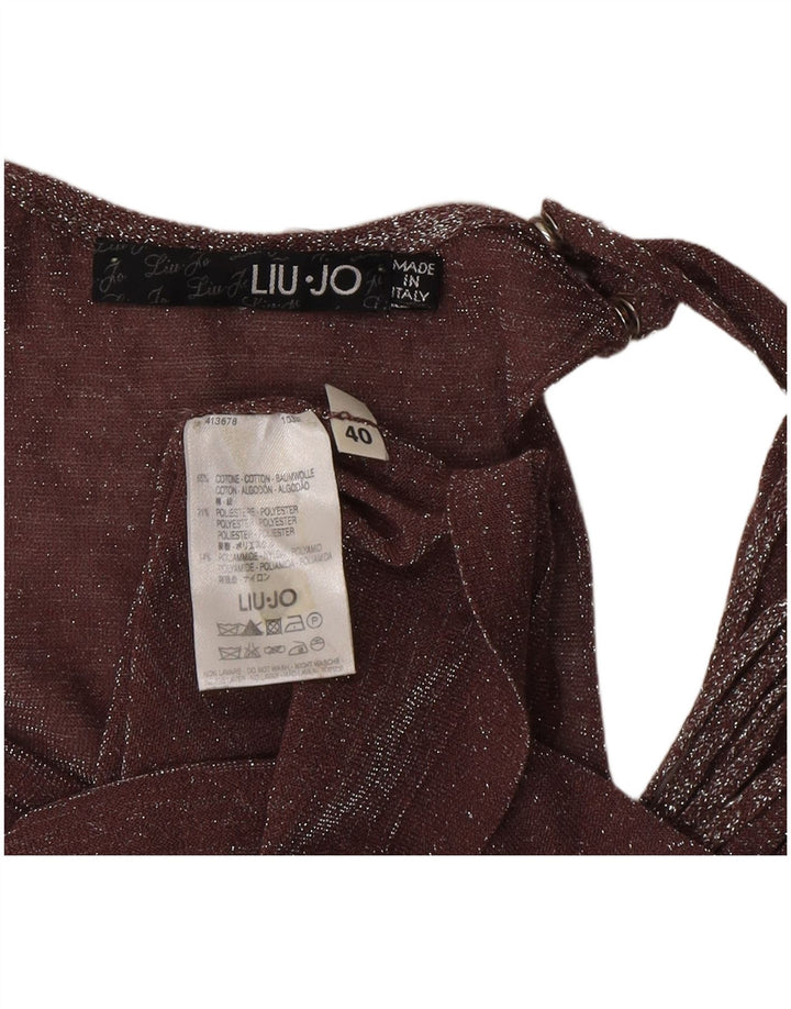 Liu Jo Womens Crop Vest Top IT 40 Small Brown Flecked Bomuld