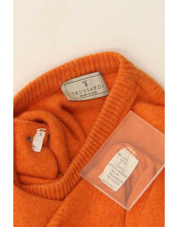 Trussardi Dame sweater med rund hals DK 16 Stor Orange Uld