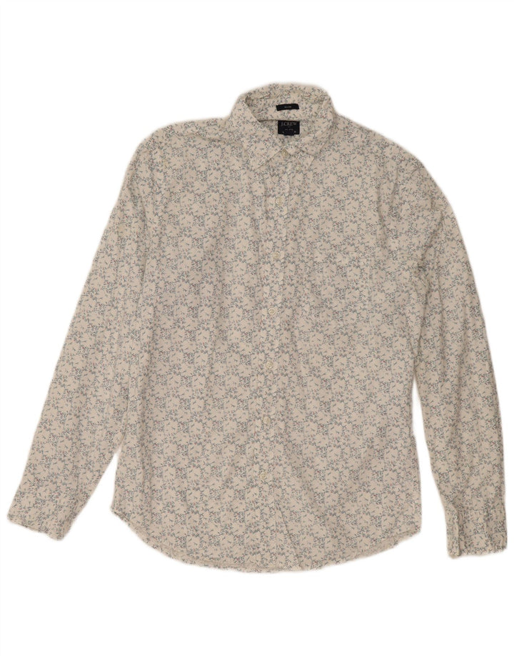 J. Crew Herre Slim Shirt Medium White Floral Bomuld