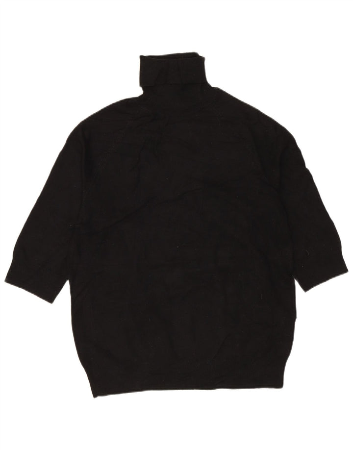 ZARA dametrøje med 3/4 ærmer med rullehals, UK 12 Medium Sort viskose