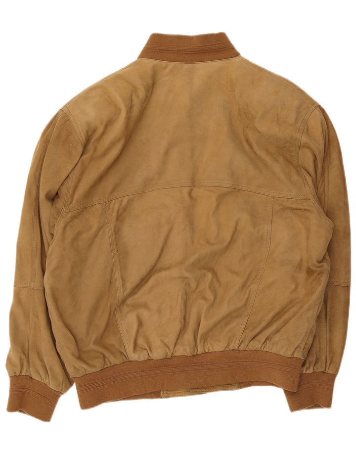 VINTAGE Herre Ruskind Bomber Jacket IT 50 Stor Brun