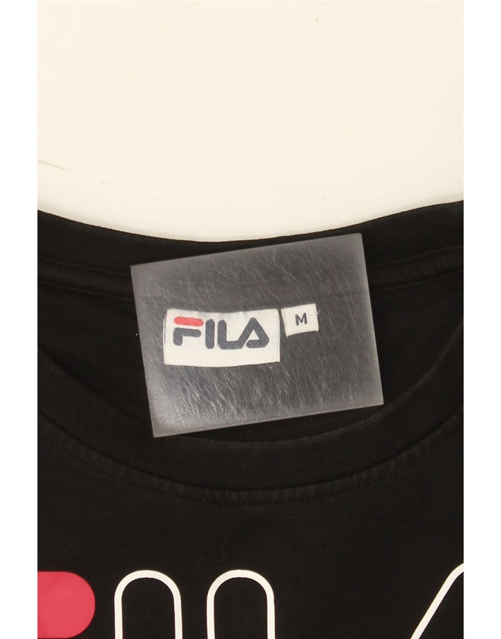 Fila Dame Grafisk Sweatshirt Jumper UK 14 Medium Sort
