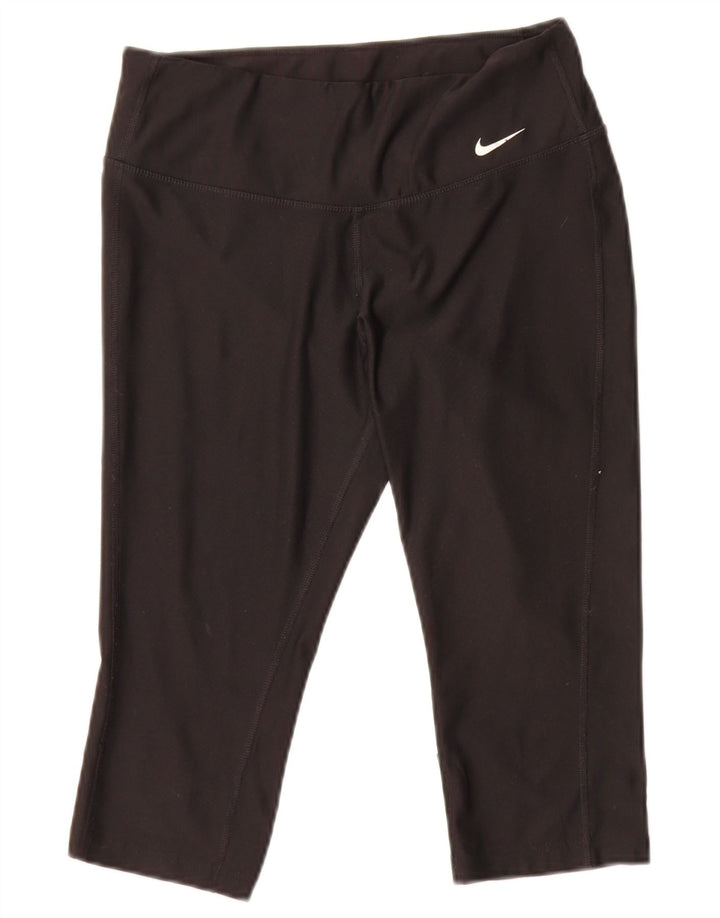 Nike Dame Capri Leggings UK 10 Small Black Polyester