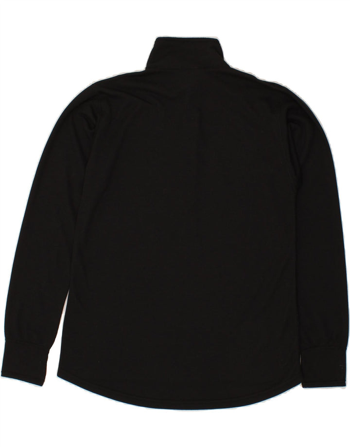 LANDS END Womens Zip Neck Top Long Sleeve UK 10/12 Medium Black Polyester Vintage Lands End and Second-Hand Lands End from Messina Hembry 