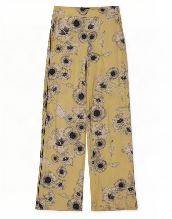 Zara Womens Wide Leg Casual Bukser Small W26 L32 Yellow Floral