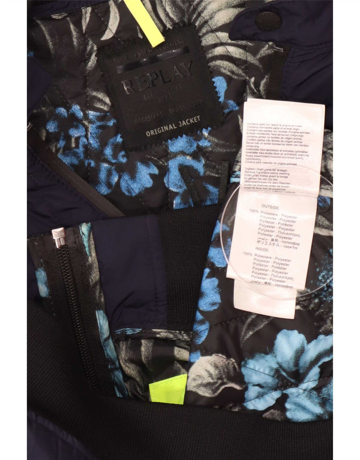 Replay Herre quiltet jakke UK 38 Medium Navy Blue Polyester