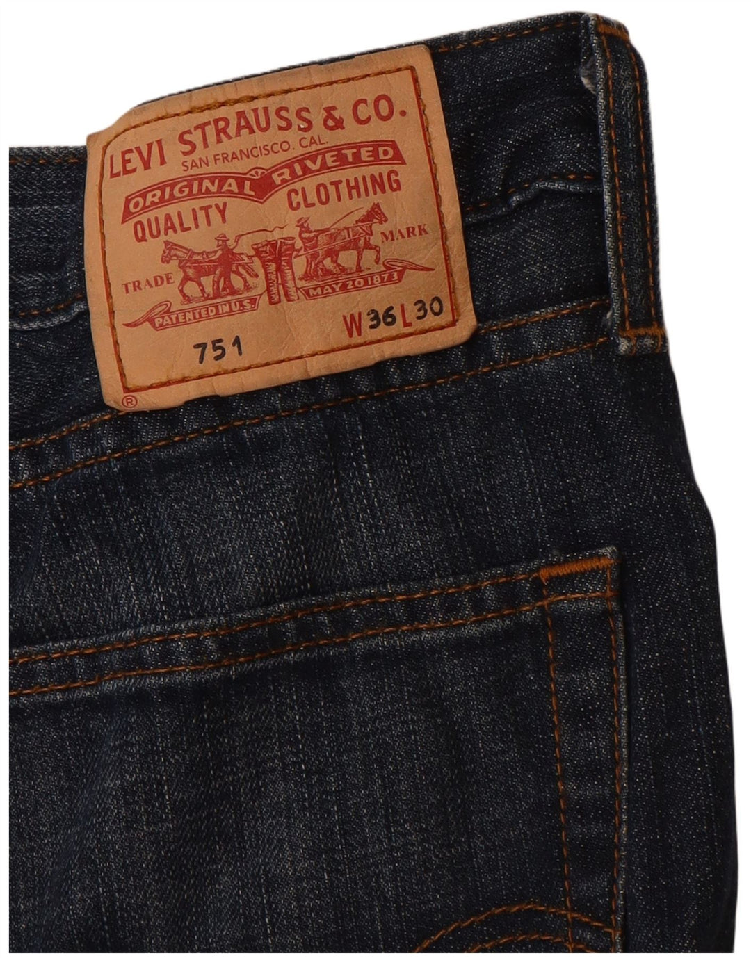 LEVI'S Herre 751 Straight Jeans W36 L30 Marineblå Bomuld
