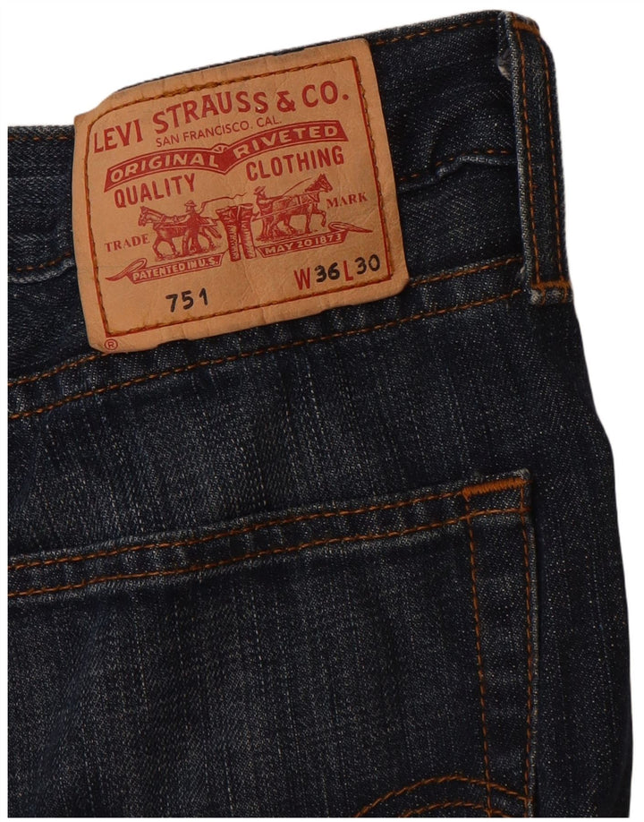 LEVI'S Herre 751 Straight Jeans W36 L30 Marineblå Bomuld