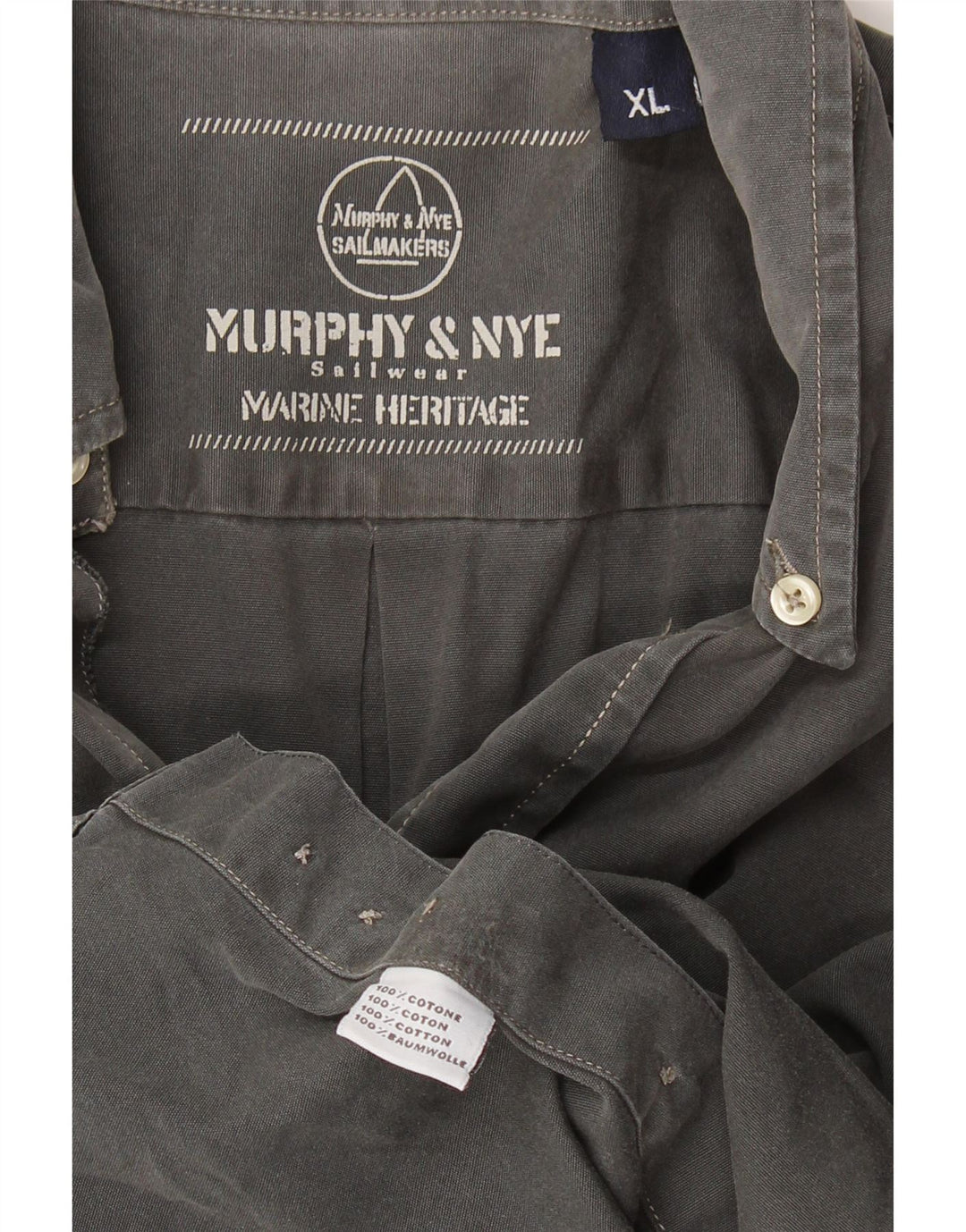 MURPHY & NYE Marine Heritage-skjorte til mænd XL Grå bomuld