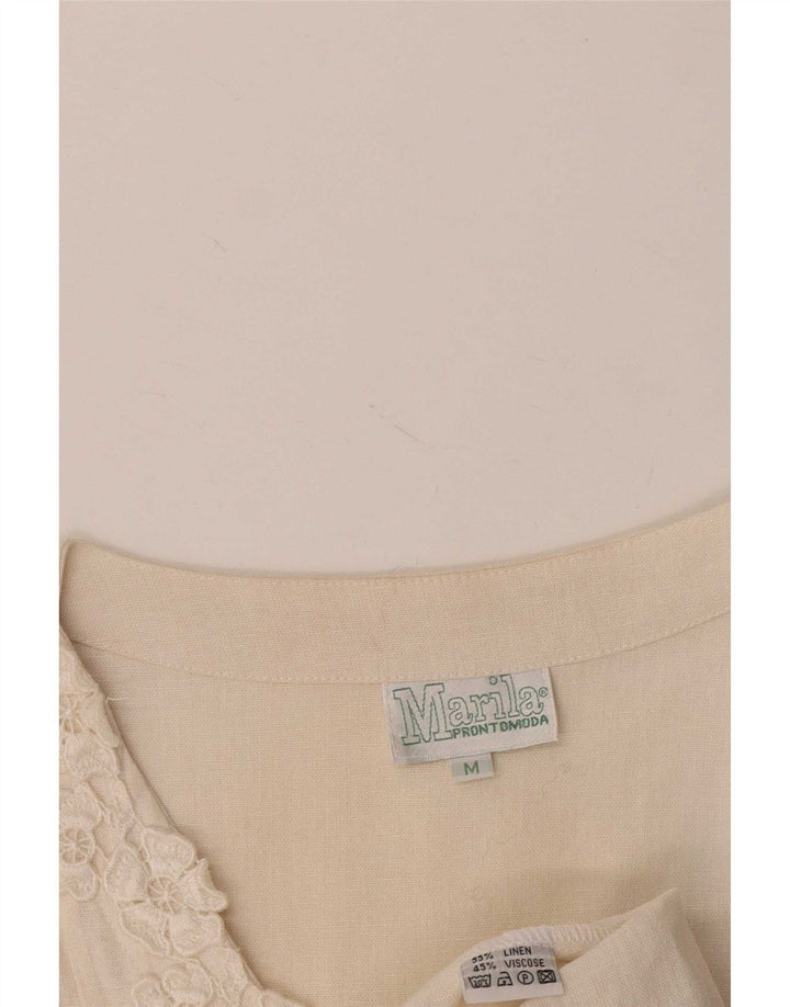 Marila Dame Ærmeløs Shift Dress UK 14 Medium White Linen