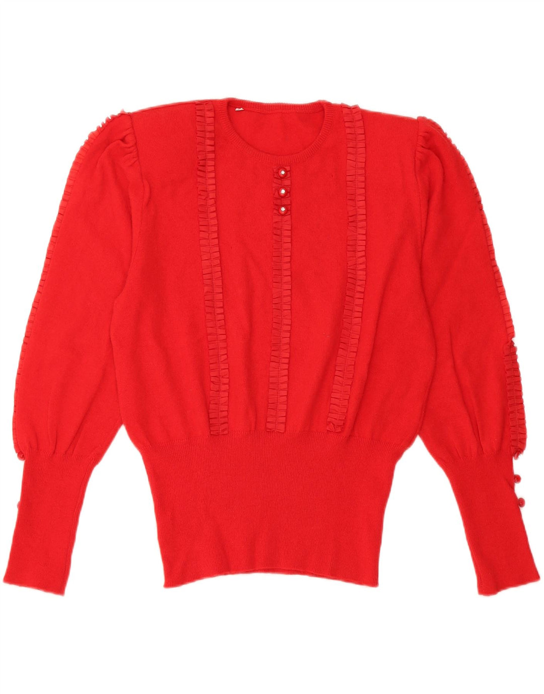 Vintage dame sweater med rund hals DK 14 Medium rød uld