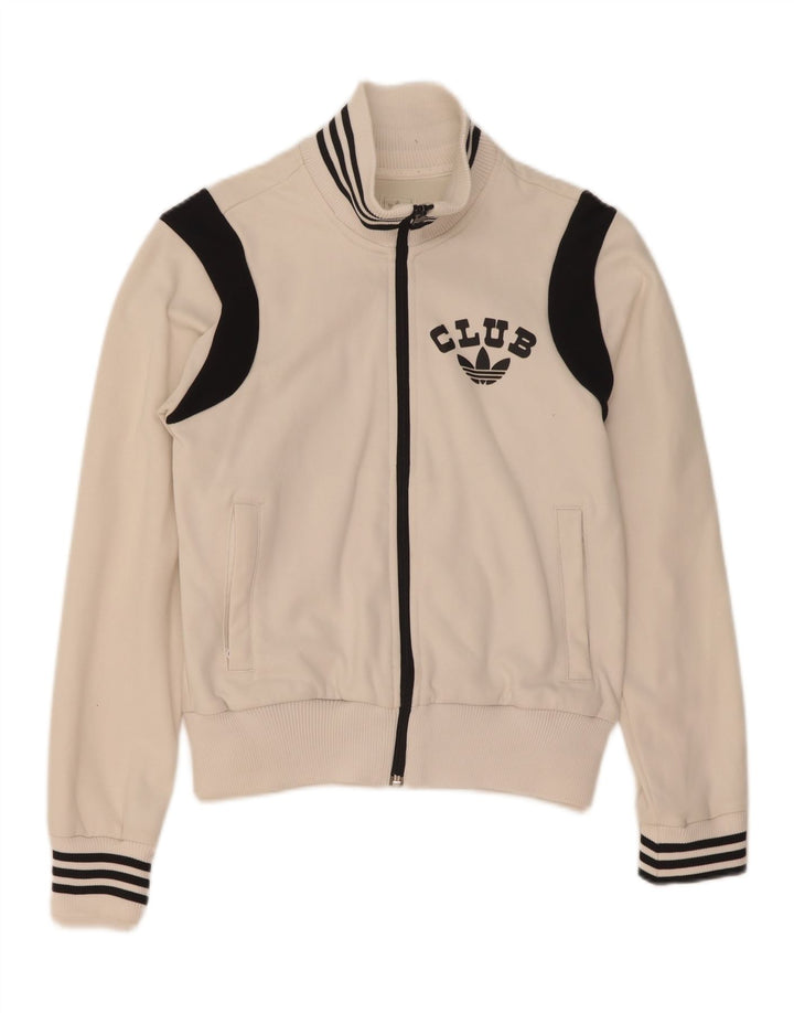 Adidas Graphic Tracksuit Top Jacket UK 10 Small White Colourblock