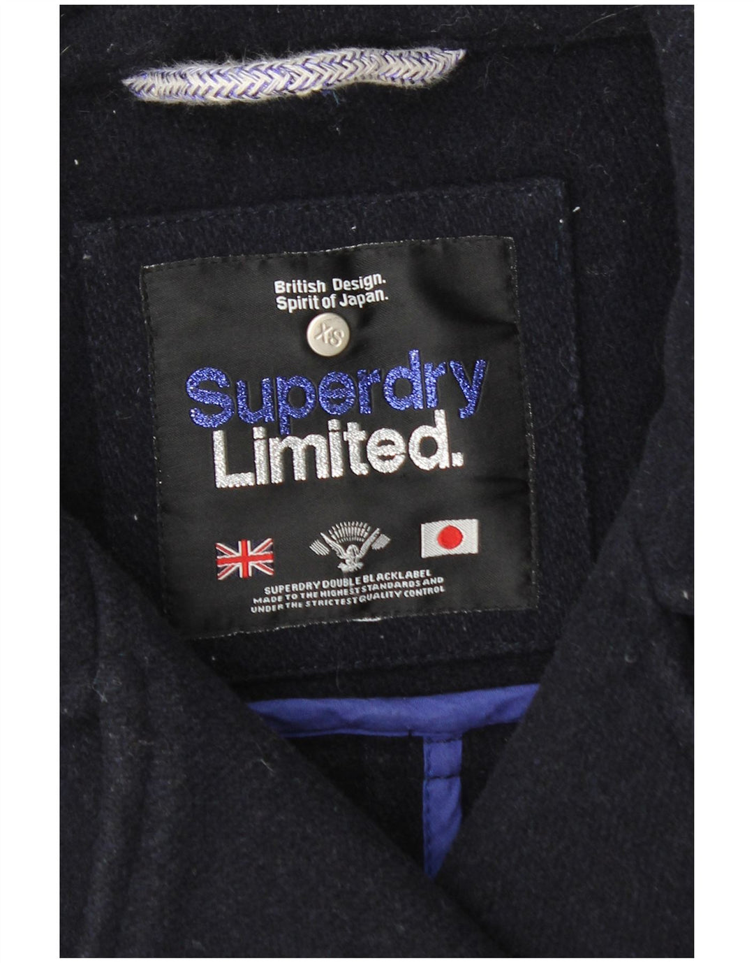 Superdry dobbeltradet frakke til kvinder UK 6 XS marineblå uld
