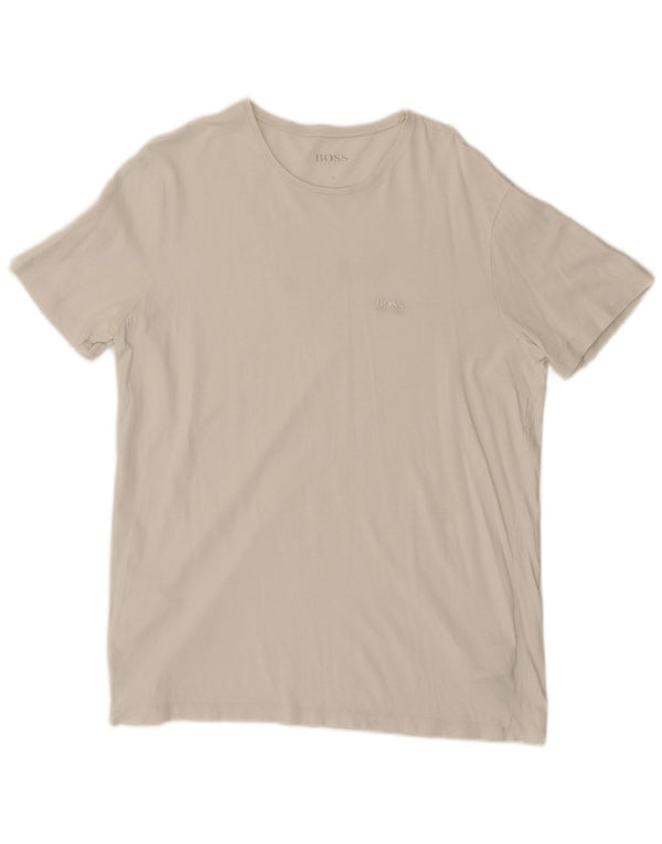 Hugo Boss Herre T-Shirt Top Medium Hvid Bomuld