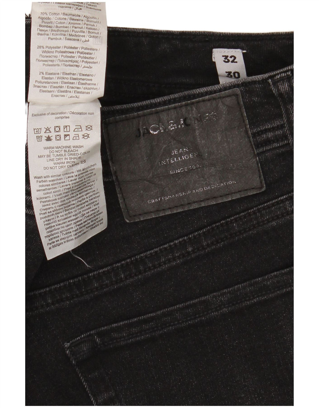 Jack & Jones Herre Distressed Slim Jeans W32 L30 Sort bomuld