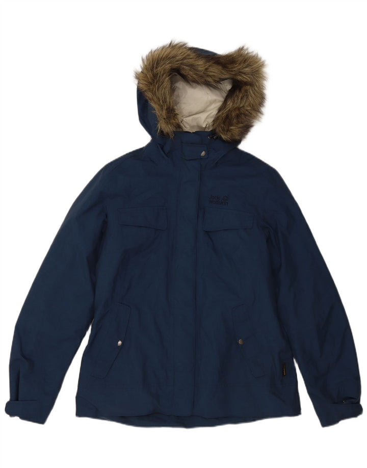 Jack Wills Dame hættejakke vindjakke UK 12/14 Medium Navy Blue