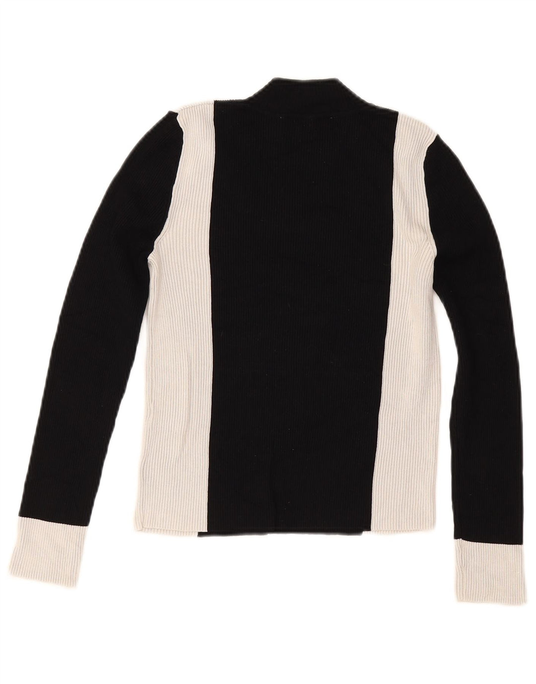 Zara Womens Crop Top Langærmet UK 12 Medium Black Colourblock Viscose