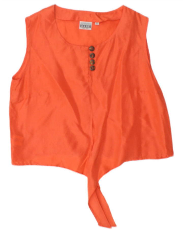 Andrea Mare Womens Crop Ærmeløs Front Tie Bluse Top UK 10 Small Orange